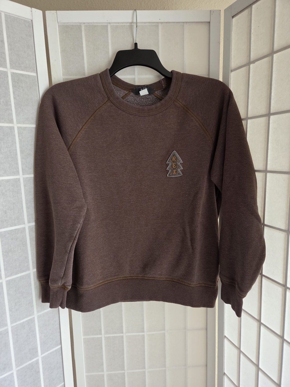 REI Men's Brown Stacked Tree Crewneck Sweatshirt Medium